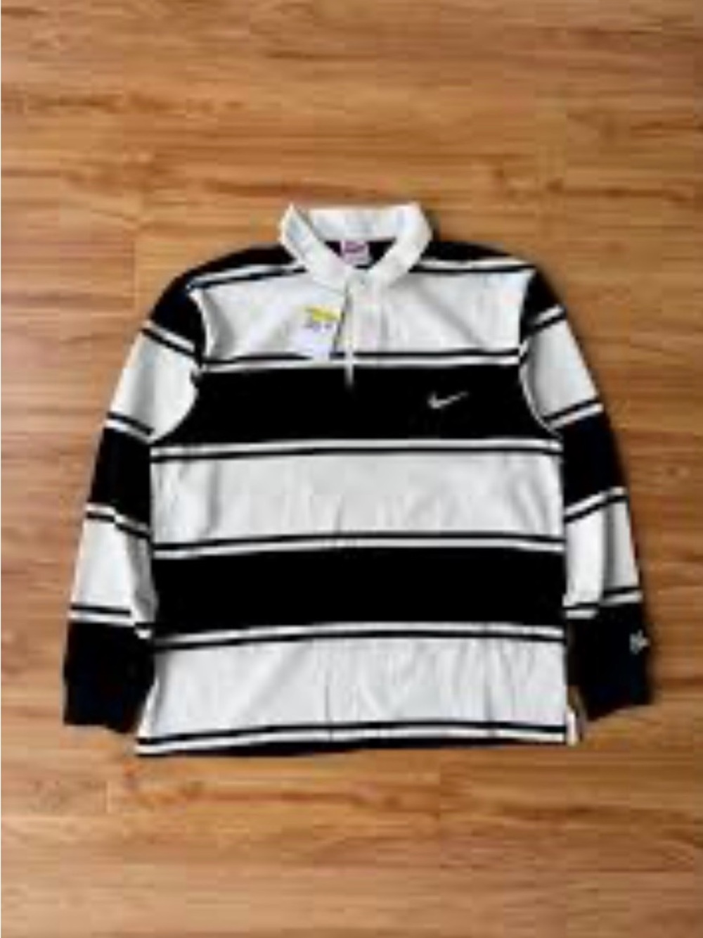 Nike supreme Black and White Striped Rugby Shirt